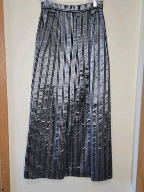 Gay Boyer New York Maxi Long Metallic Black/Silver Skirt Sz 6 Holiday Evening